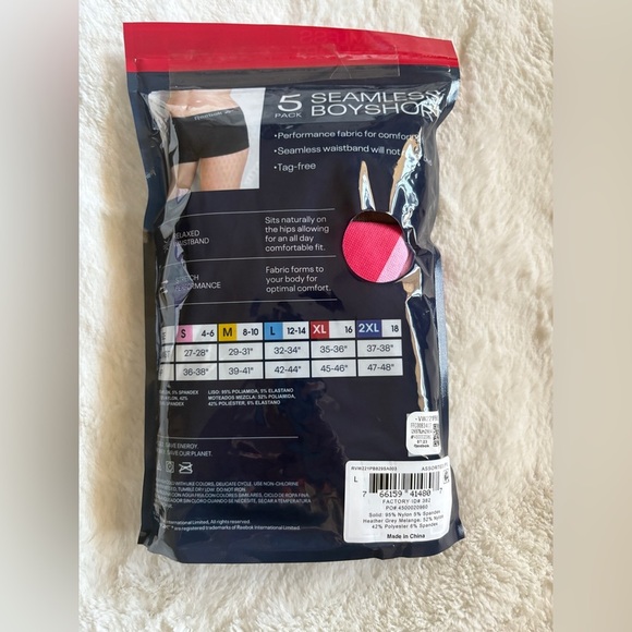 Reebok Seamless Boyshort Panties - Black, Pink, Gray - Picture 2 of 3